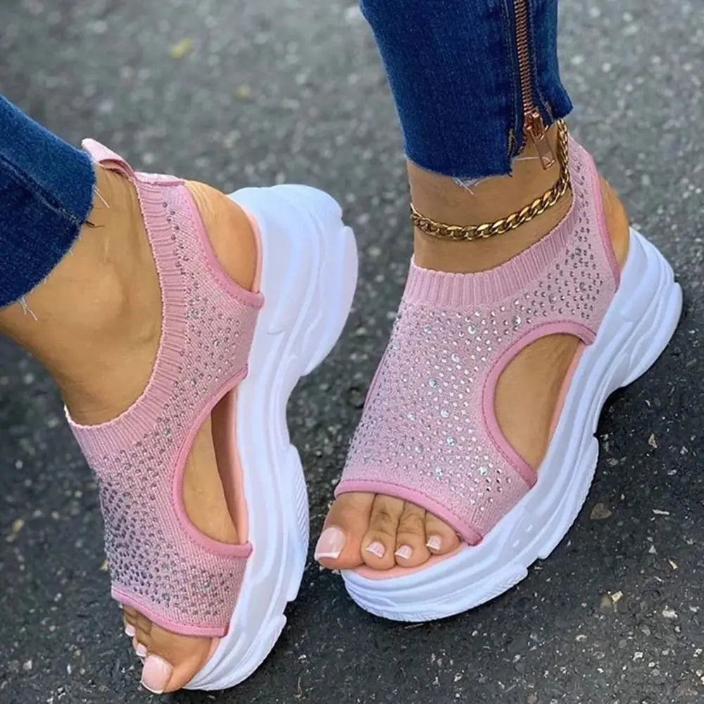 2020 Women's Casual Thick-Soled Rhinestone Sandals