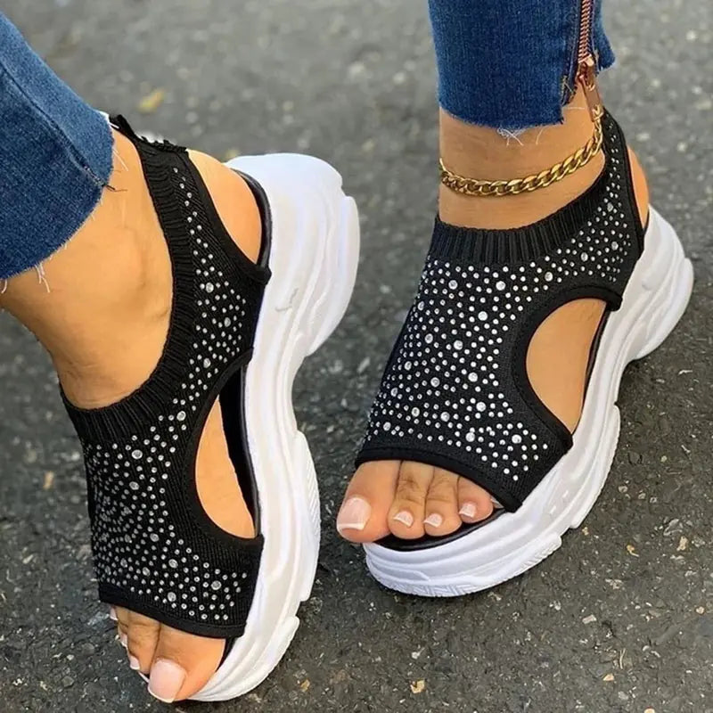 2020 Women's Casual Thick-Soled Rhinestone Sandals