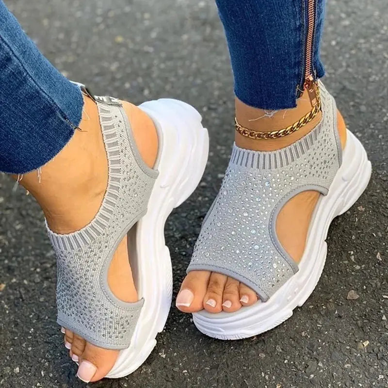 2020 Women's Casual Thick-Soled Rhinestone Sandals